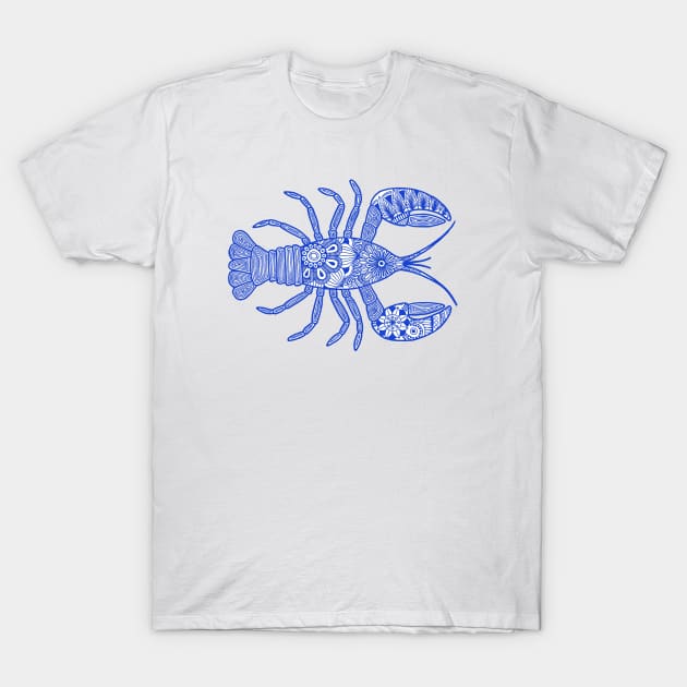 Lobster (blue and white horizontal) T-Shirt by calenbundalas
